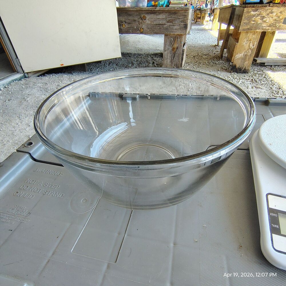 Anchor Hocking 2.5 Qt Glass Mixing Bowl Clear Ovenware USA 10” Vintage